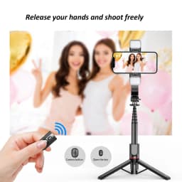Portable 42.7 Inch Front And Rear Fill Light Reinforcement Bracket Bluetooth Tripod Selfie Stick Phone Tripod With Wireless Remo