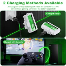BEBONCOOL Rechargeable Xbox Controller Battery Pack for Series X|S/One/Elite , Play and Charge Kit with 2x4800mWh Batteries