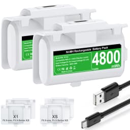 BEBONCOOL Rechargeable Xbox Controller Battery Pack for Series X|S/One/Elite , Play and Charge Kit with 2x4800mWh Batteries