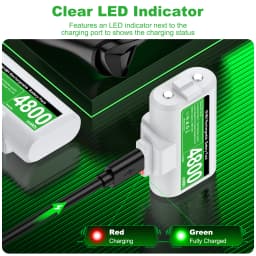 BEBONCOOL Rechargeable Xbox Controller Battery Pack for Series X|S/One/Elite , Play and Charge Kit with 2x4800mWh Batteries