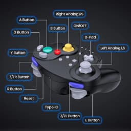 2.4 GHz Wireless for NGC Switch Online Controller,with NGC &USB Receiver,for Gamecube Switch 2 Windows Mac Raspberry Pi