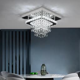 Ceiling Lamp Led Modern Chandelier Pendant Light Drop Crystal Square Design Living Dining Room Home Decor Indoor Hanging Fixture