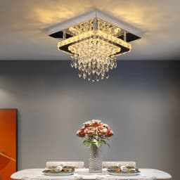 Ceiling Lamp Led Modern Chandelier Pendant Light Drop Crystal Square Design Living Dining Room Home Decor Indoor Hanging Fixture