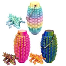 3D Printed Dragon Animal Keychain Charm 3D Printing Fidget Stress Reduction Portable Decorations for Bag Home Birthday Adults