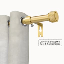 5/8" Diameter Adjustable Single Drapery Curtain Rod Set with Maniglia Finials, 28"-48"/48"-84"/84"-120"