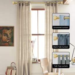 5/8" Diameter Adjustable Single Drapery Curtain Rod Set with Maniglia Finials, 28"-48"/48"-84"/84"-120"