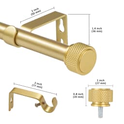 5/8" Diameter Adjustable Single Drapery Curtain Rod Set with Maniglia Finials, 28"-48"/48"-84"/84"-120"