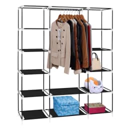 69" Portable Clothes Closet Wardrobe Storage Organizer with Non-Woven Fabric Quick Assemble Extra Strong Durable Black