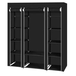69" Portable Clothes Closet Wardrobe Storage Organizer with Non-Woven Fabric Quick Assemble Extra Strong Durable Black