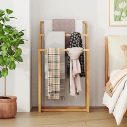 3-Tier Freestanding Towel Rack with 3 Hanging Crossbars for Bathroom Natural