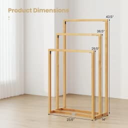 3-Tier Freestanding Towel Rack with 3 Hanging Crossbars for Bathroom Natural