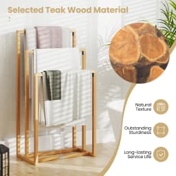 3-Tier Freestanding Towel Rack with 3 Hanging Crossbars for Bathroom Natural