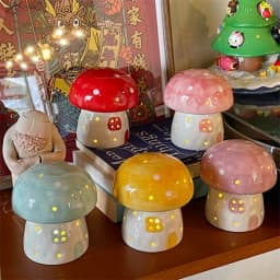 Handmade Cute Ceramic Cartoon Mushroom Home Garden Decoration Accessories Bedside Home Decor Child Girl Girlfriend Birthday Gift
