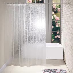 Irregular 3D semi transparent water cube printed decorative bathroom shower curtain waterproof shower curtain set high-end bathr