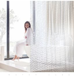Irregular 3D semi transparent water cube printed decorative bathroom shower curtain waterproof shower curtain set high-end bathr