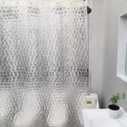 Irregular 3D semi transparent water cube printed decorative bathroom shower curtain waterproof shower curtain set high-end bathr