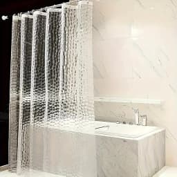 Irregular 3D semi transparent water cube printed decorative bathroom shower curtain waterproof shower curtain set high-end bathr