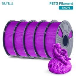 SUNLU 5KG PETG Clear Filament 1.75 ±0.02mm 1kg Spool (2.2lbs) High Toughness Neatly Wound Filament Fit Most FDM Printer