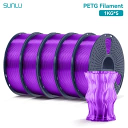 SUNLU 5KG PETG Clear Filament 1.75 ±0.02mm 1kg Spool (2.2lbs) High Toughness Neatly Wound Filament Fit Most FDM Printer