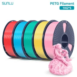 SUNLU 5KG PETG Clear Filament 1.75 ±0.02mm 1kg Spool (2.2lbs) High Toughness Neatly Wound Filament Fit Most FDM Printer