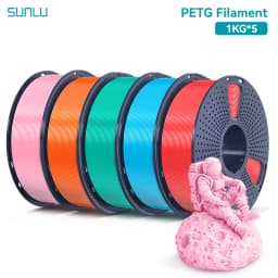 SUNLU 5KG PETG Clear Filament 1.75 ±0.02mm 1kg Spool (2.2lbs) High Toughness Neatly Wound Filament Fit Most FDM Printer