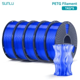 SUNLU 5KG PETG Clear Filament 1.75 ±0.02mm 1kg Spool (2.2lbs) High Toughness Neatly Wound Filament Fit Most FDM Printer