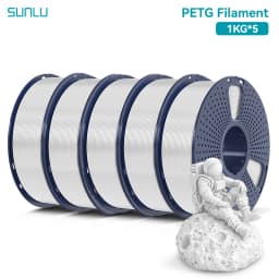 SUNLU 5KG PETG Clear Filament 1.75 ±0.02mm 1kg Spool (2.2lbs) High Toughness Neatly Wound Filament Fit Most FDM Printer