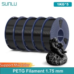 SUNLU 5KG PETG Clear Filament 1.75 ±0.02mm 1kg Spool (2.2lbs) High Toughness Neatly Wound Filament Fit Most FDM Printer