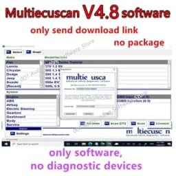 New Multiecuscan V4.8&4.9&5.2 For Fiat/Chrysler/Dodge/Jeep/Suzuki Scanner Software 4.8+ ELM327+Flat adapter Registered Unlimite