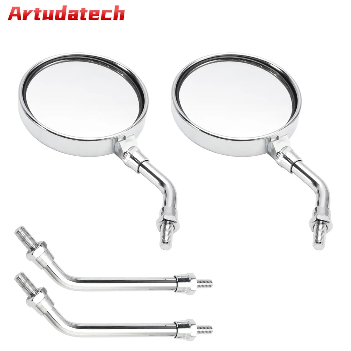Artudatech Pair Chrome M10 Rearview Mirrors - 2 Type Stems For Kawasaki Z1 Z1000 Z 900 Z 1000