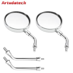 Artudatech Pair Chrome M10 Rearview Mirrors - 2 Type Stems For Kawasaki Z1 Z1000 Z 900 Z 1000