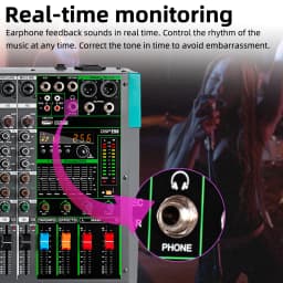 6/8/12/16 Channels Audio Sound Mixer Depusheng Mixing DJ Console USB 48V Phantom Power 256 DSP Effects Sound Table for Stage