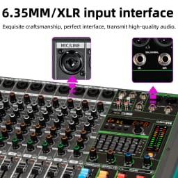 6/8/12/16 Channels Audio Sound Mixer Depusheng Mixing DJ Console USB 48V Phantom Power 256 DSP Effects Sound Table for Stage