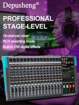 6/8/12/16 Channels Audio Sound Mixer Depusheng Mixing DJ Console USB 48V Phantom Power 256 DSP Effects Sound Table for Stage