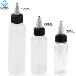 OPHIR 10PCS Plastic Bottle, 30ML 60ML 120ML 250ML Airbrush Ink Bottles Container Clear Spare Paint Ink Bottle KD001-10x