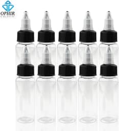 OPHIR 10PCS Plastic Bottle, 30ML 60ML 120ML 250ML Airbrush Ink Bottles Container Clear Spare Paint Ink Bottle KD001-10x