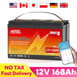 12V 168Ah LiFePO4 Battery with Bluetooth BMS Rechargeable Group 31 Lithium Battery for RV Camper Off-Road Off-grid Solar 12.8V
