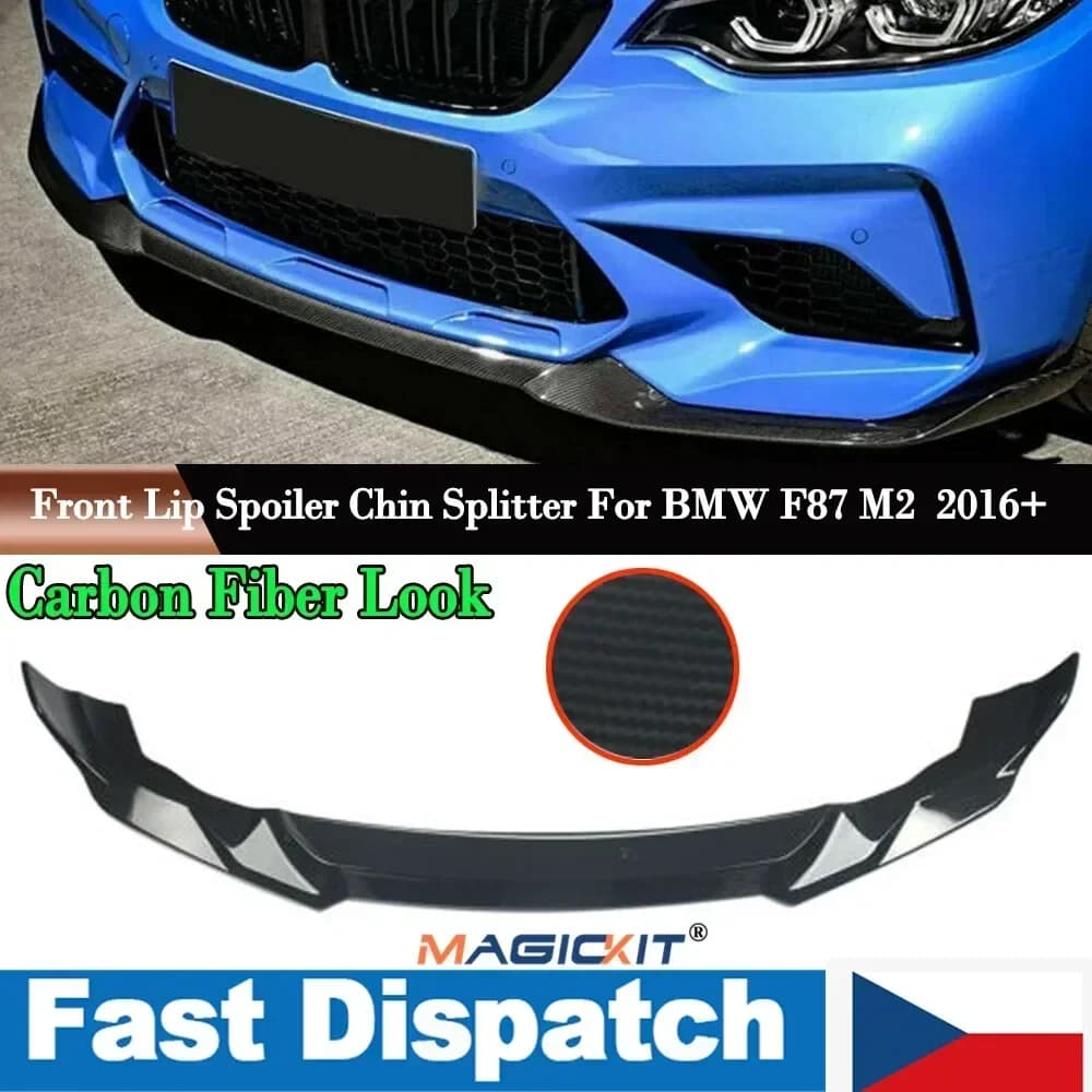 MagicKit CS Style Front Bumper Lip 2016+ for BMW 2 Series F87 M2 Front Spoiler Splitter Carbon Fiber Look