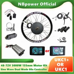 US Stock NBpower 135mm 72V 3000W Ebike Motor Wheel Kit Electric Bicycle Conversion Kit with UKC1/UKC1+ Display Dual Mode 90kph