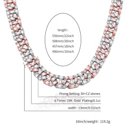 GUCY 12mm High Quality Baguette Chain Link Necklace Vintage Men Necklace Hip Hop Fashion Jewelry Gift