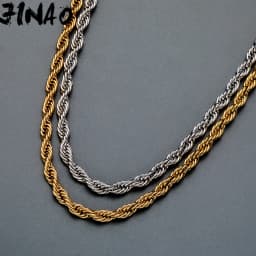 JINAO 2021 European and American style 5mm High Quality Rope Necklace Gold Color and Silver Color Chain String Necklace For Men