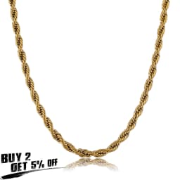 JINAO 2021 European and American style 5mm High Quality Rope Necklace Gold Color and Silver Color Chain String Necklace For Men