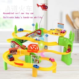 Children's DIY Track Railway Car Plastic Parking Toy Set Multilayer Assemble Rail Railway Car Garage Track Educational Kids Toys