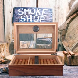 Xifei Cigar Humidor Box W/ Hygrometer Humidifier Portable Smoking Accessories Glass Window Cigarette Cedar Wood Case