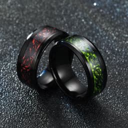 2022 Stainless Steel Dragon Ring for Men Inlay Purple Red Green Black Carbon Fiber Ring Wedding Band Jewelry Size 6-13