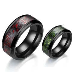 2022 Stainless Steel Dragon Ring for Men Inlay Purple Red Green Black Carbon Fiber Ring Wedding Band Jewelry Size 6-13