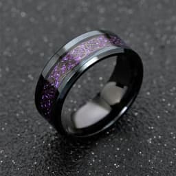 2022 Stainless Steel Dragon Ring for Men Inlay Purple Red Green Black Carbon Fiber Ring Wedding Band Jewelry Size 6-13