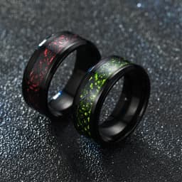 2022 Stainless Steel Dragon Ring for Men Inlay Purple Red Green Black Carbon Fiber Ring Wedding Band Jewelry Size 6-13