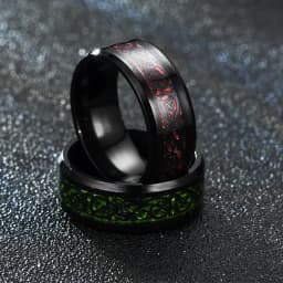 2022 Stainless Steel Dragon Ring for Men Inlay Purple Red Green Black Carbon Fiber Ring Wedding Band Jewelry Size 6-13