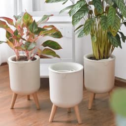 New Automatic Self-Watering Flower Pot With Water Level For Home Indoor Outdoor Garden Flower Pot With Wooden Bracket Home Decor